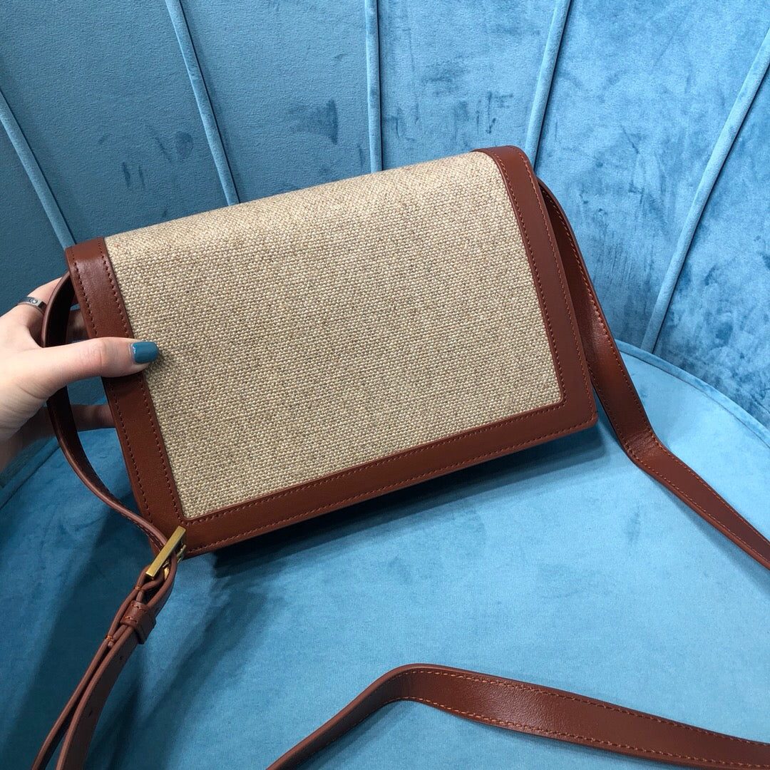 YSL Saint Laurent Le Carré Box Natural & Canvas Beige Satchel Bag