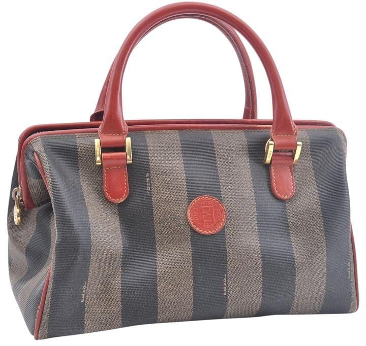 Fendi Pequin Hand Bag Pvc Brown Travel Bag