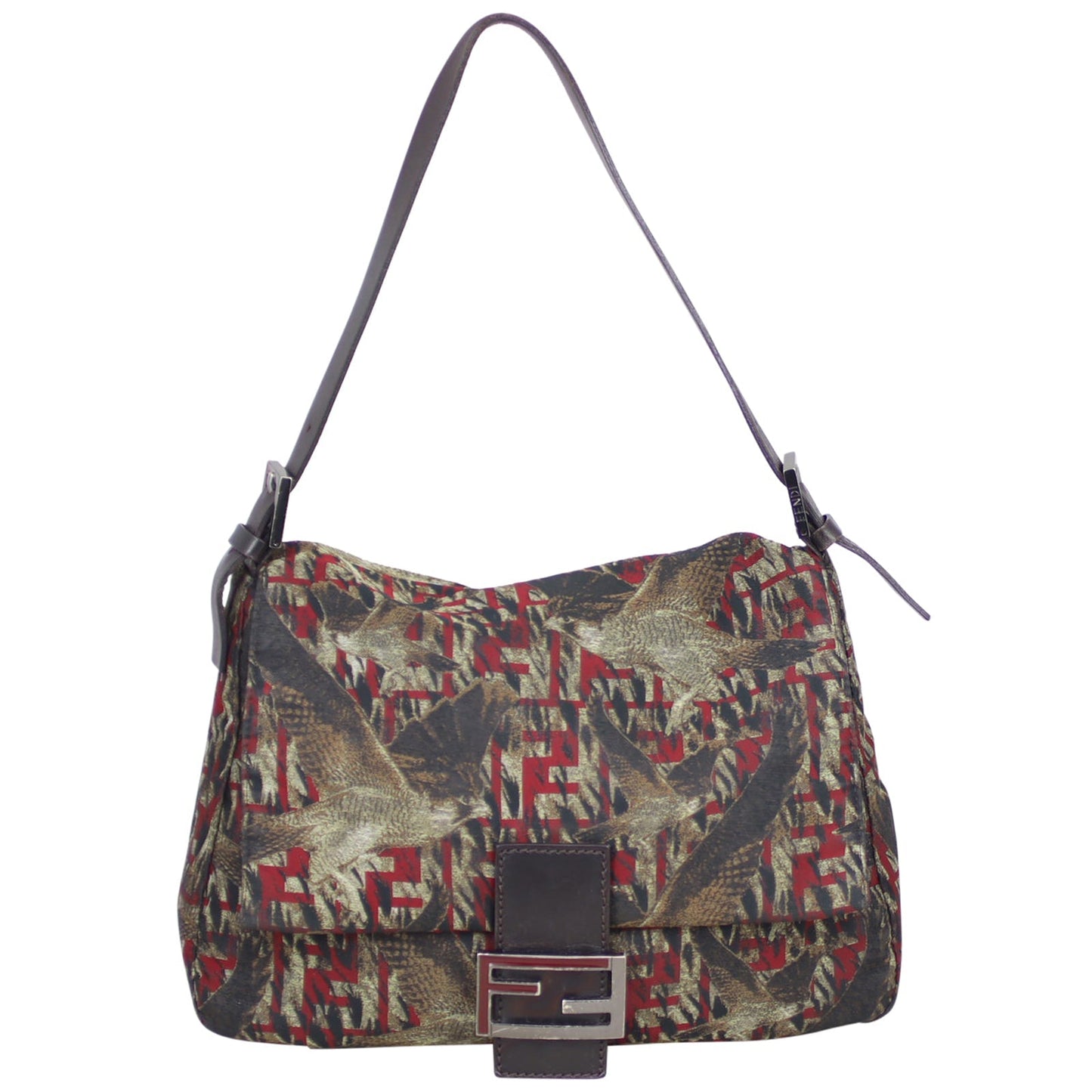 Fendi Handbag Mamma Baguette Bird Print Shoulder Bag
