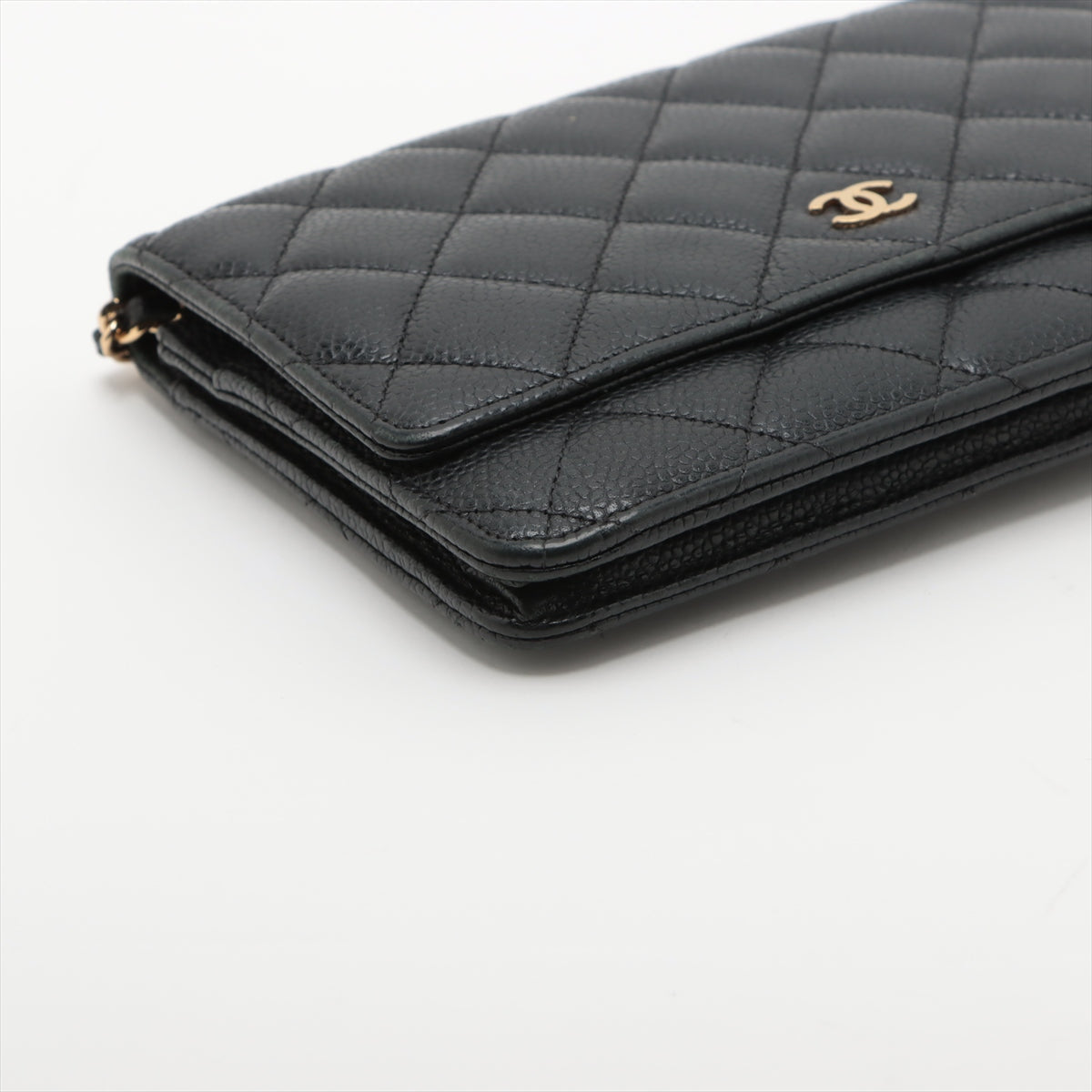 Chanel Matrasse Caviar S Chain Wallet Black G 19th
