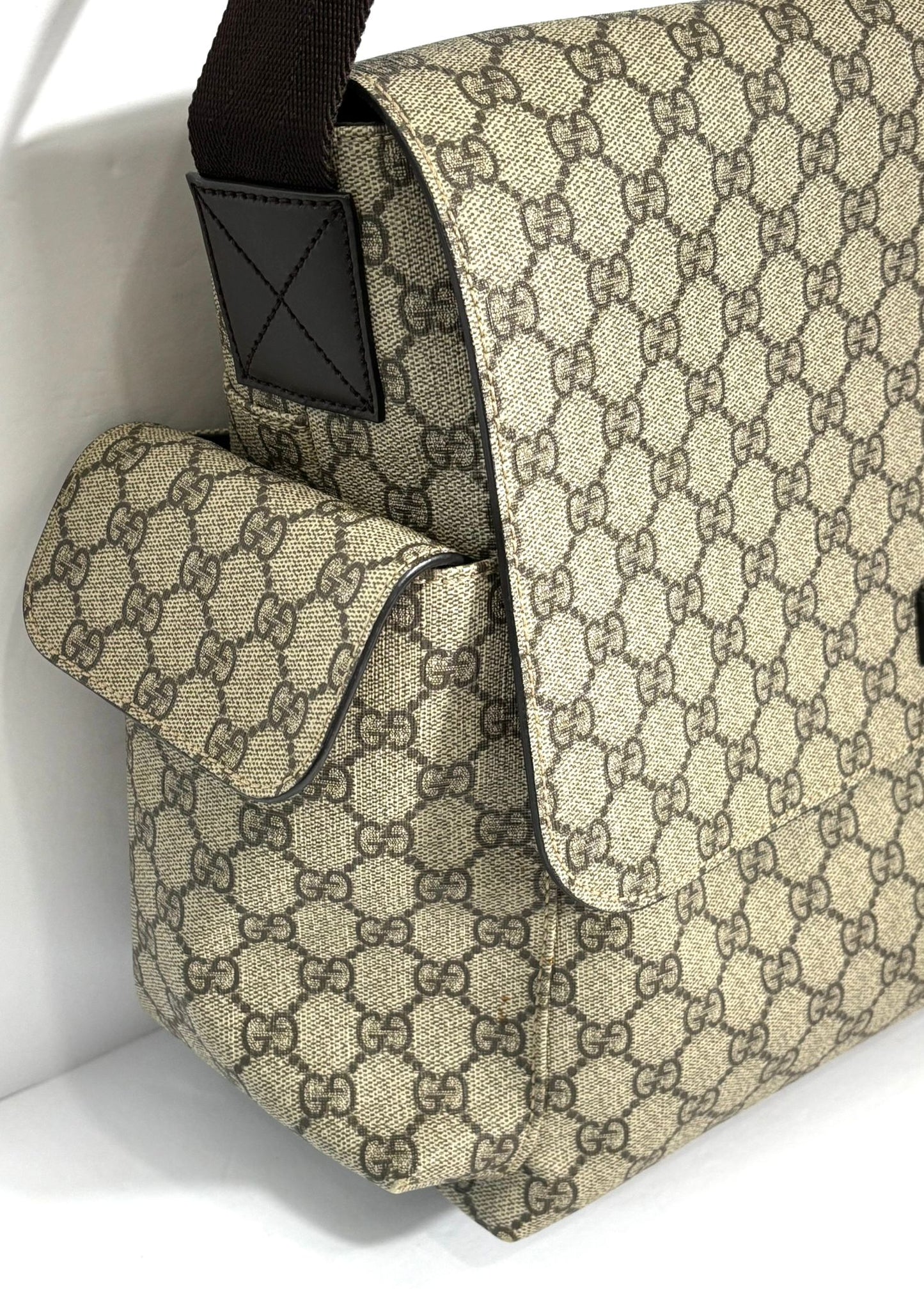 Gucci GG SUPREME PLUS DIAPER Canvas Brown Beige Travel Bag