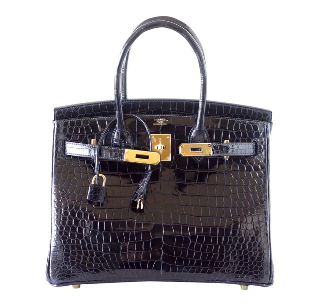 Hermes Birkin Bleu Marine Porosus Crocodile Bag Travel Bag
