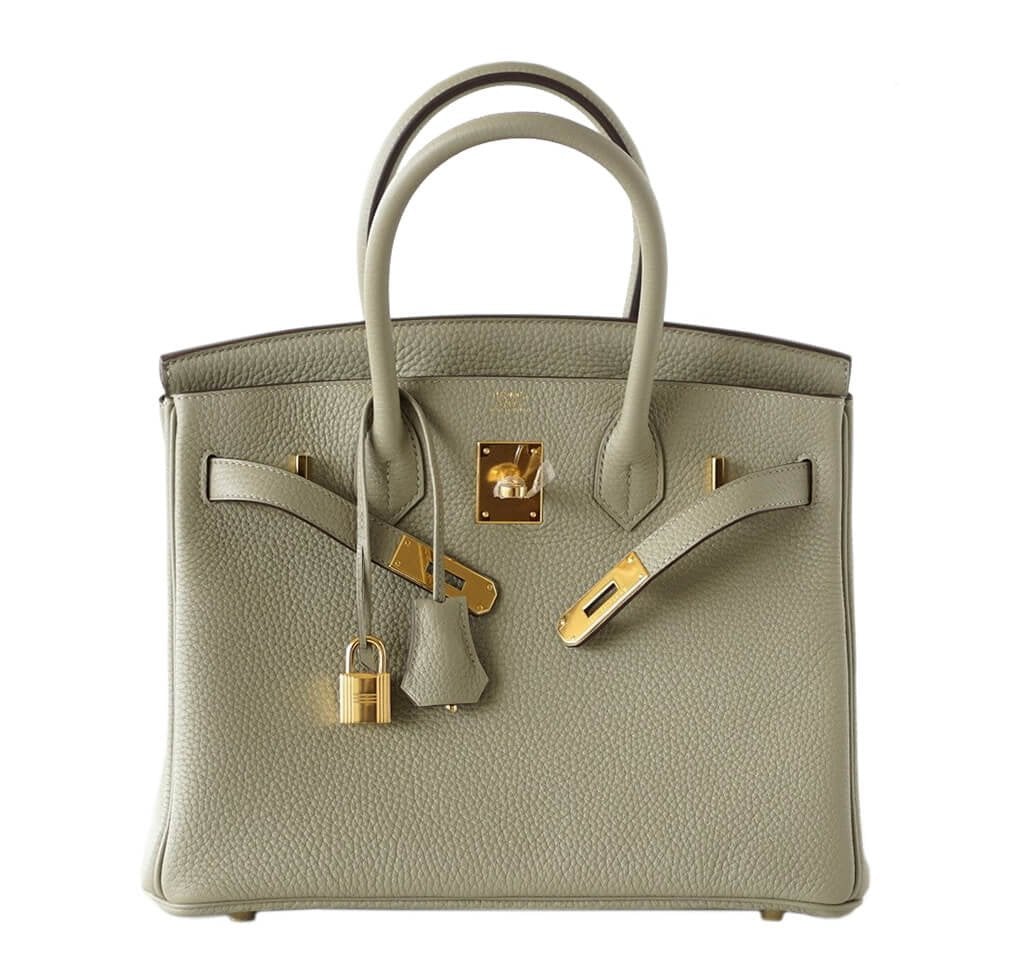 Hermes Birkin Bag Sage Clemence Leather Travel Bag