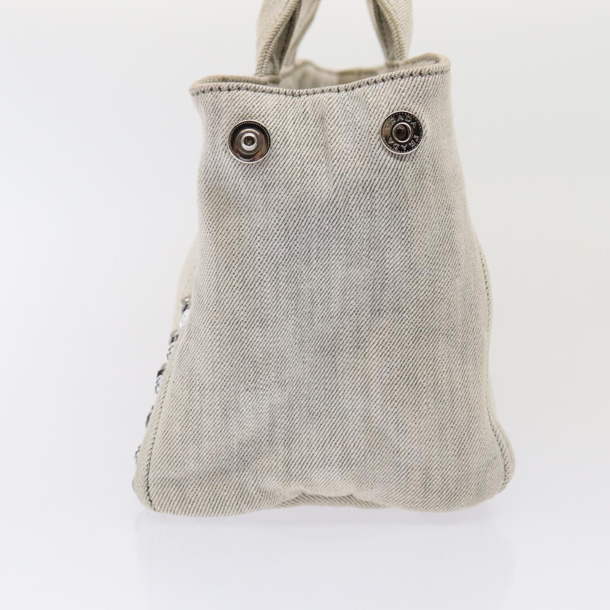 Prada Bijoux Canapa Pm Hand Bag 2Way Auth Canvas Gray Travel Bag