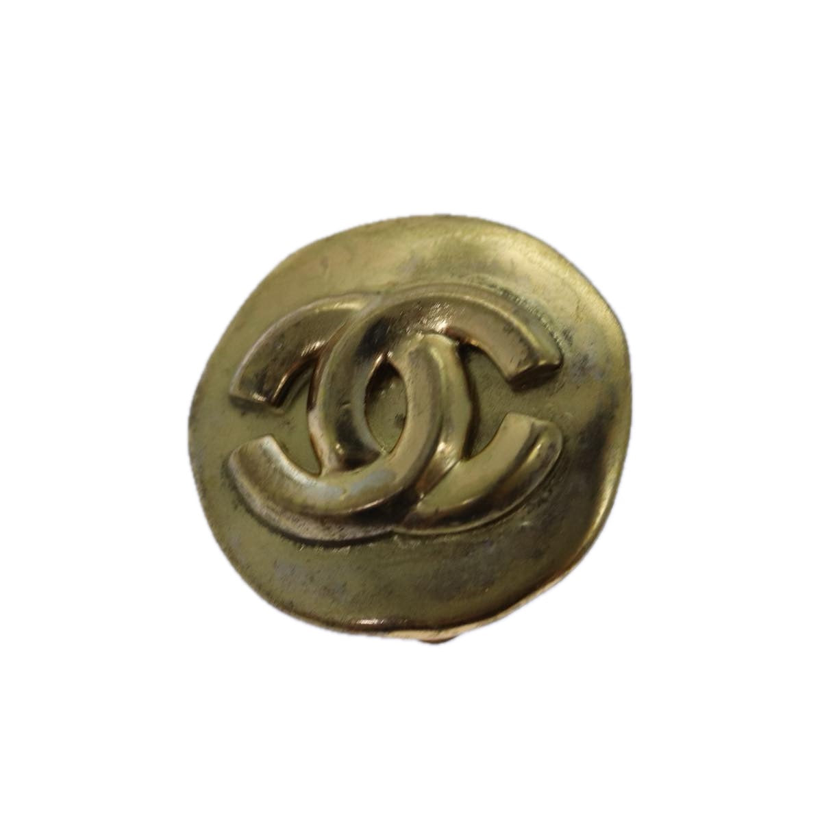 Chanel Coco Mark Earring Metal Gold Cc Auth Hk1464