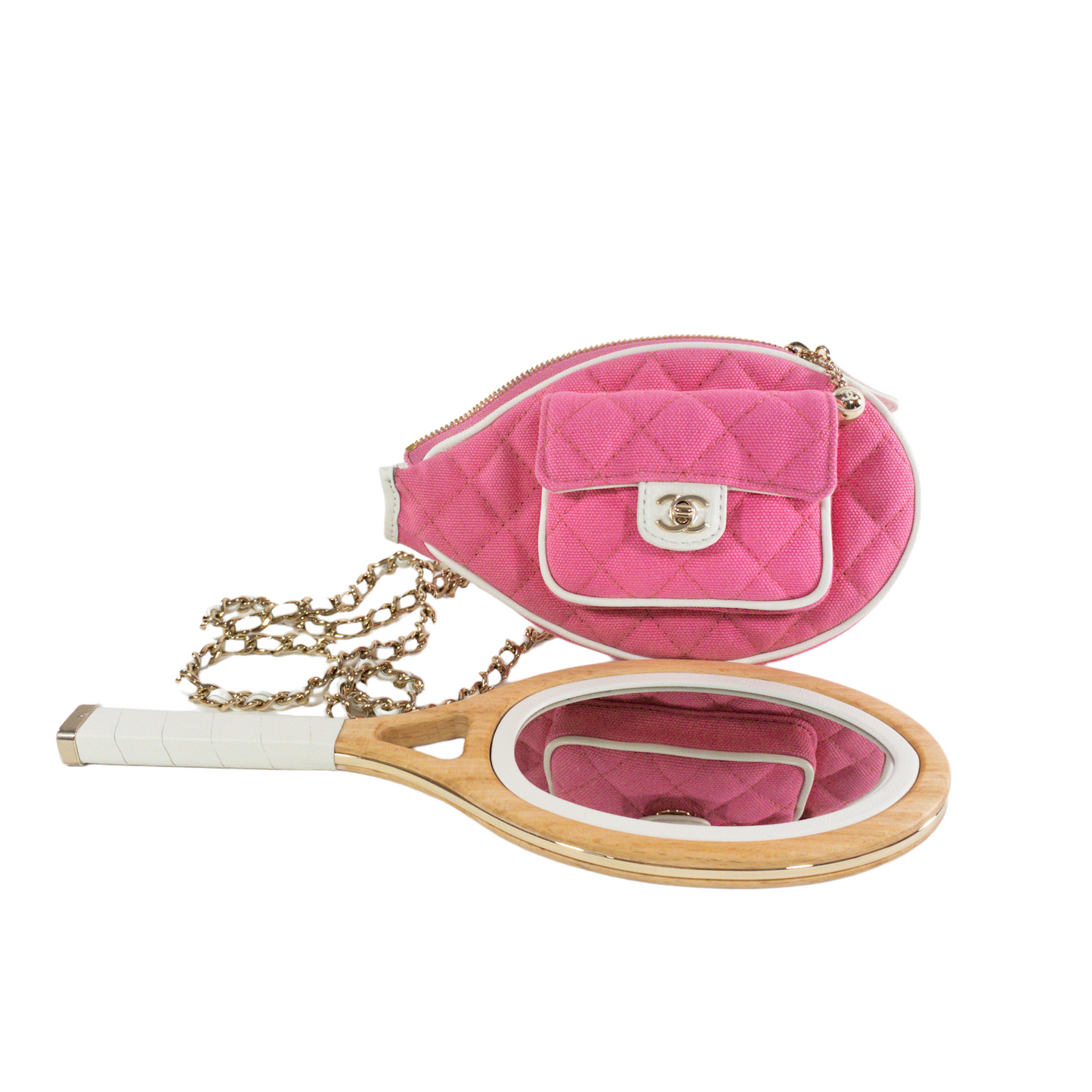 Chanel 23C Pink Quilted Tennis Racket *Collector's Piece*
