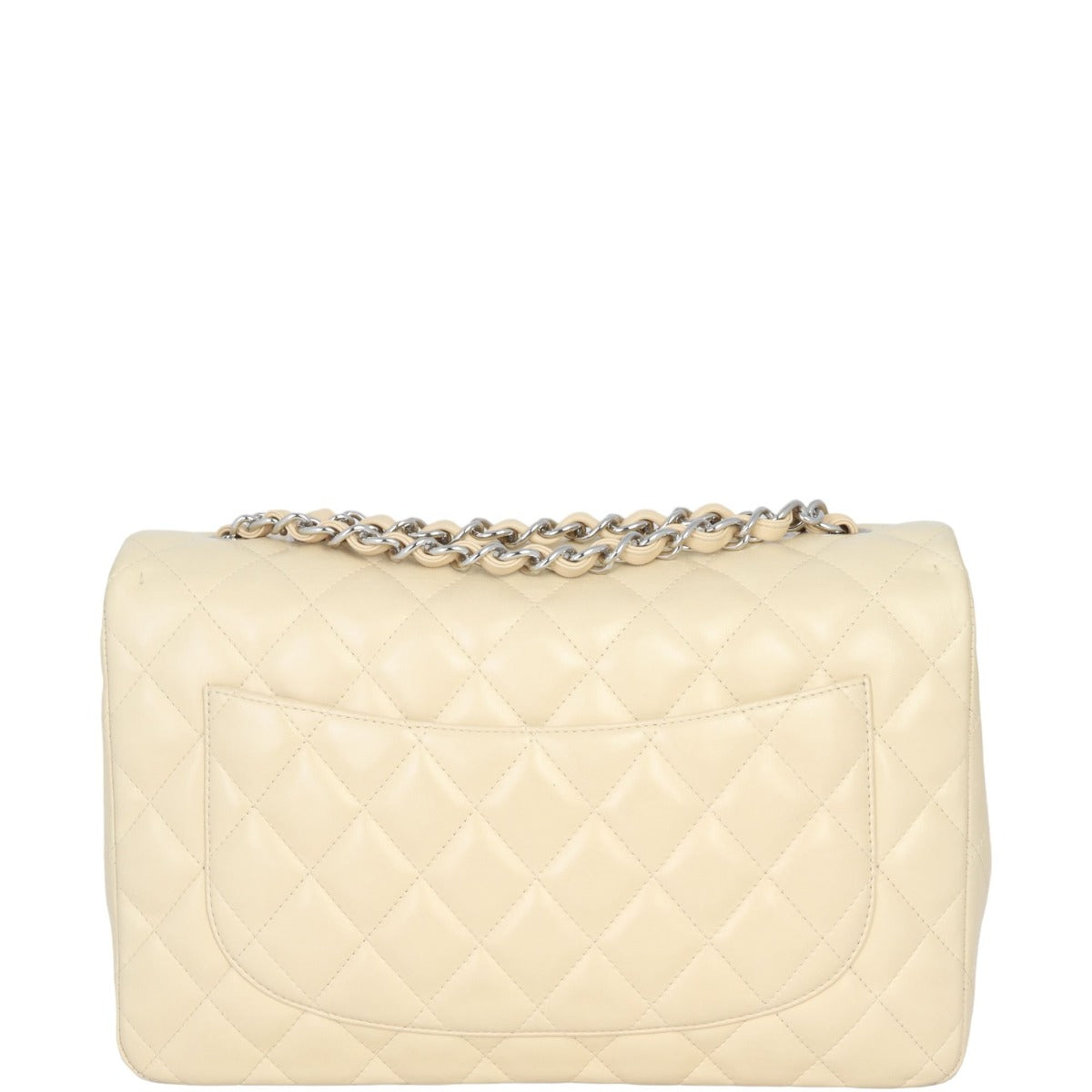 Chanel Classic Single Jumbo Lambskin Handbag White Beige