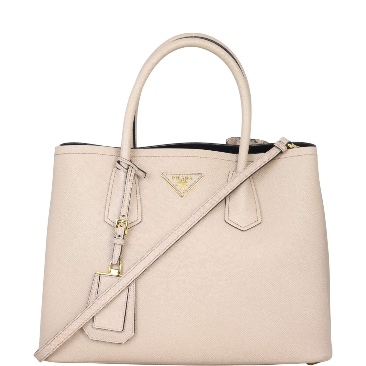 Prada Handbag Cuir Double Bag 2 Saffiano Pink Medium