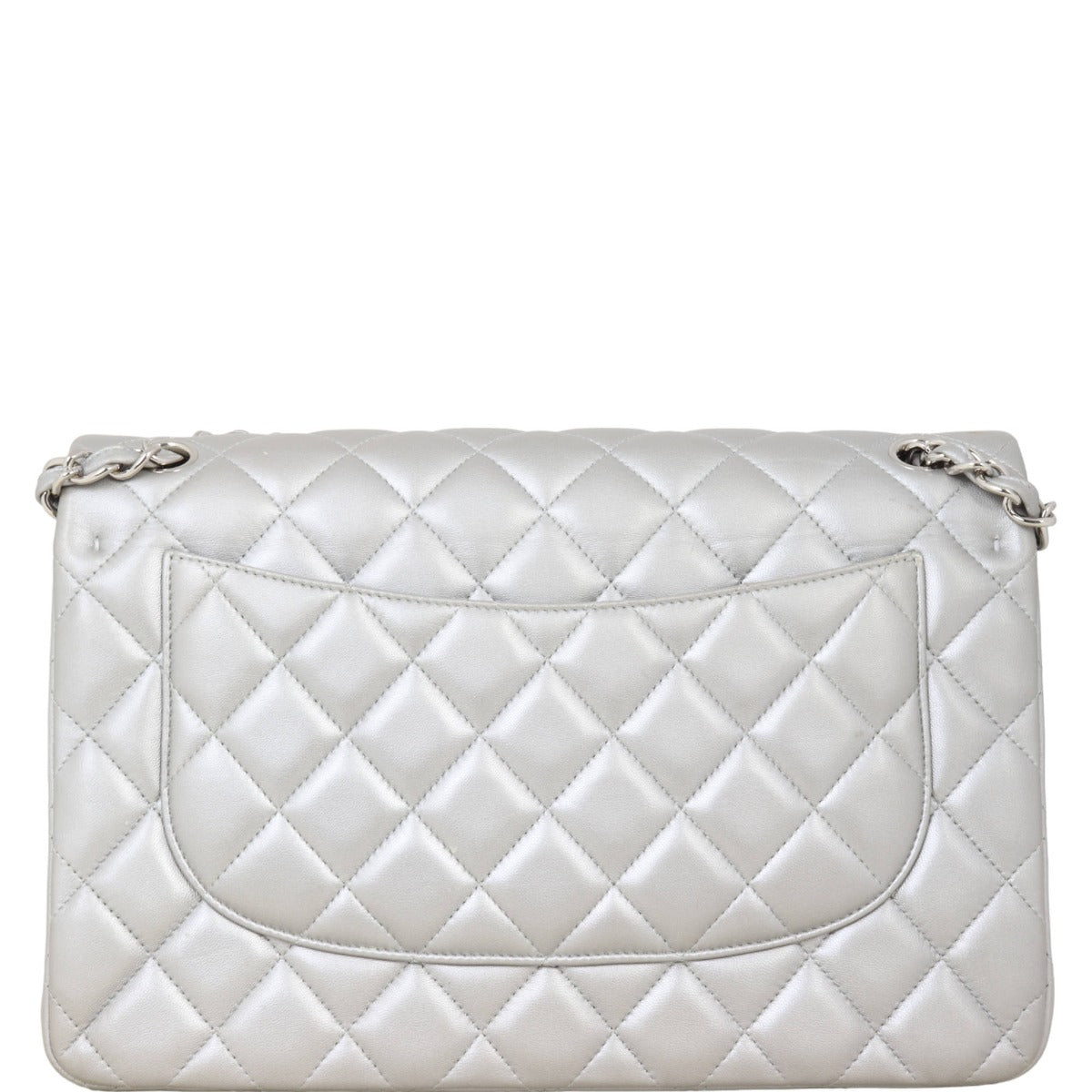 Chanel Classic Double Jumbo Handbag Silver Flap