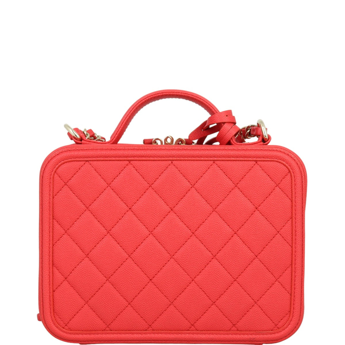 Chanel CC Filigree Vanity Handbag Red Medium