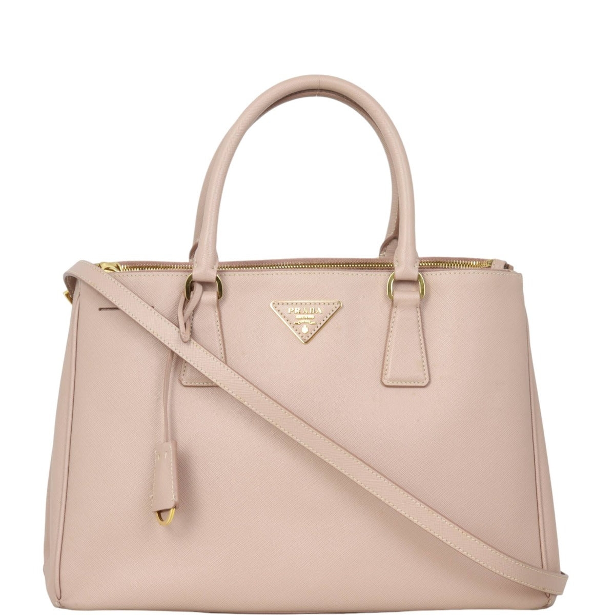 Prada Tote Bag Lux Galleria Double Tote 14 Saffiano Pink Medium