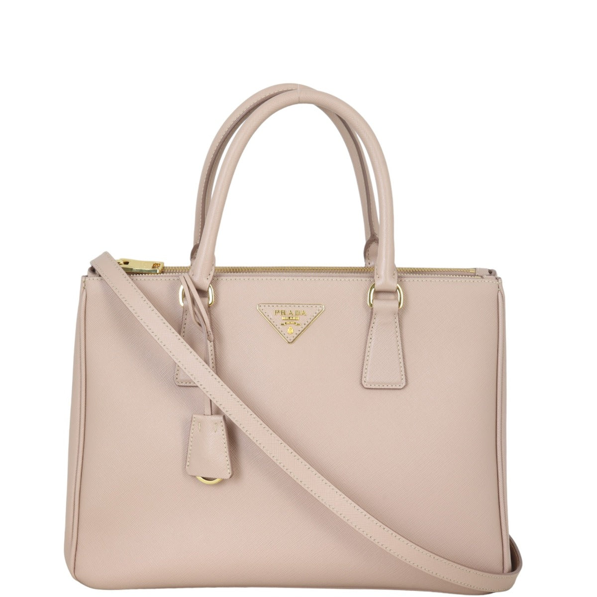 Prada Tote Bag Lux Galleria Double Tote 17 Saffiano Pink Medium
