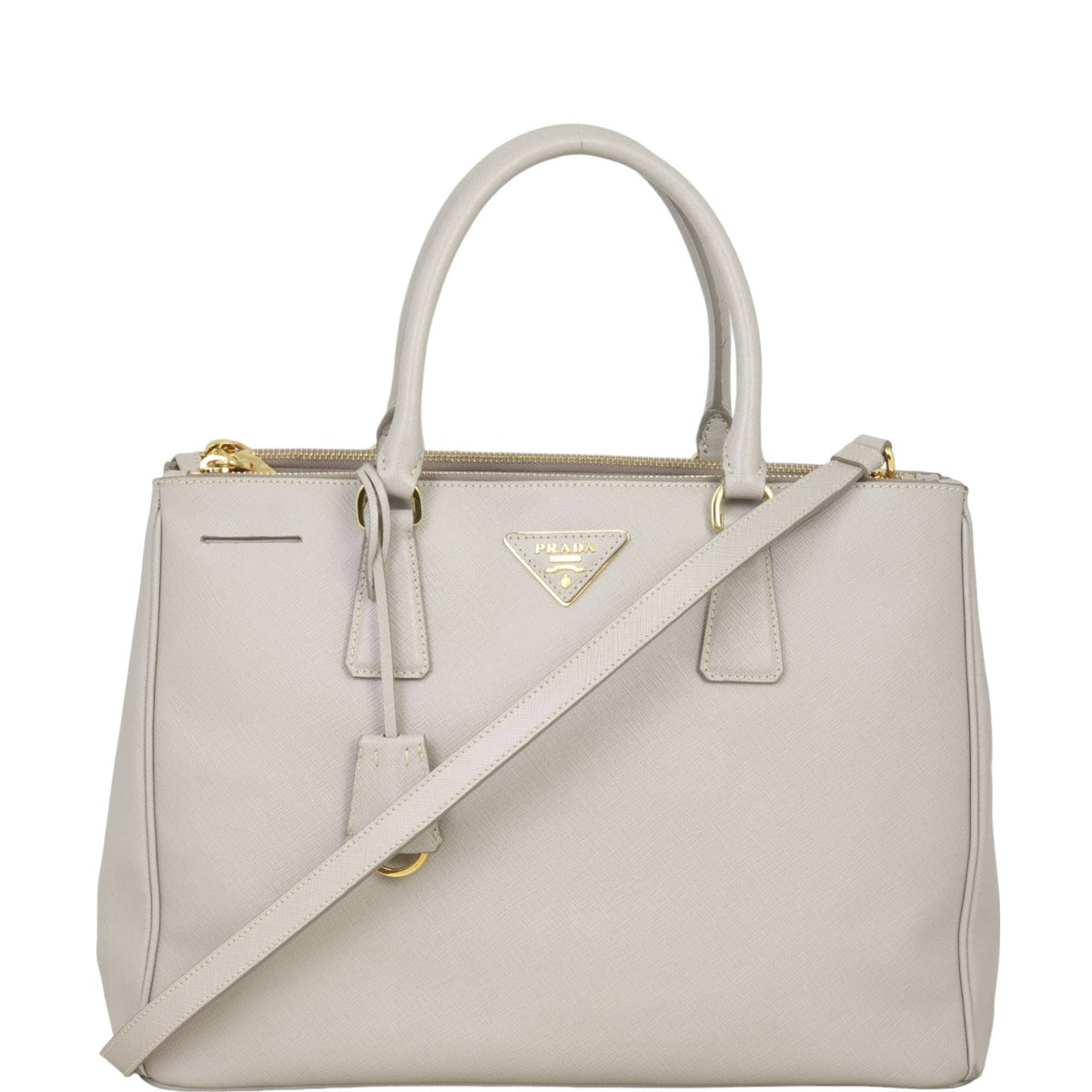Prada Tote Bag Lux Galleria Double Tote 24 Saffiano Gray Medium