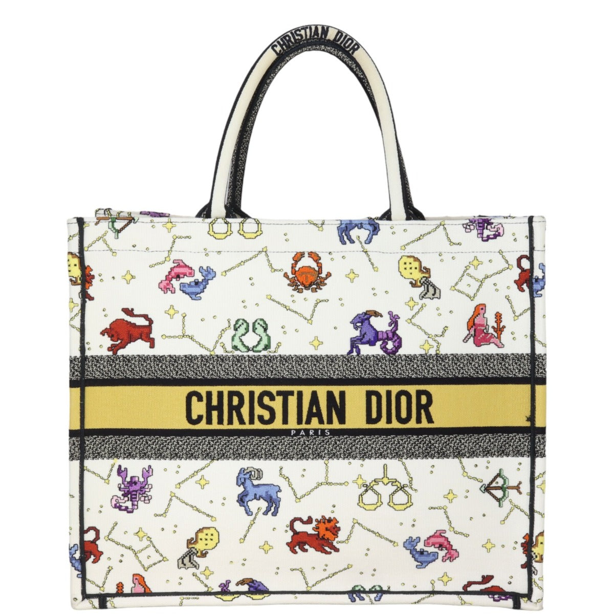 Dior Tote Bag Book Tote Pixel Zodiac Canvas Large
