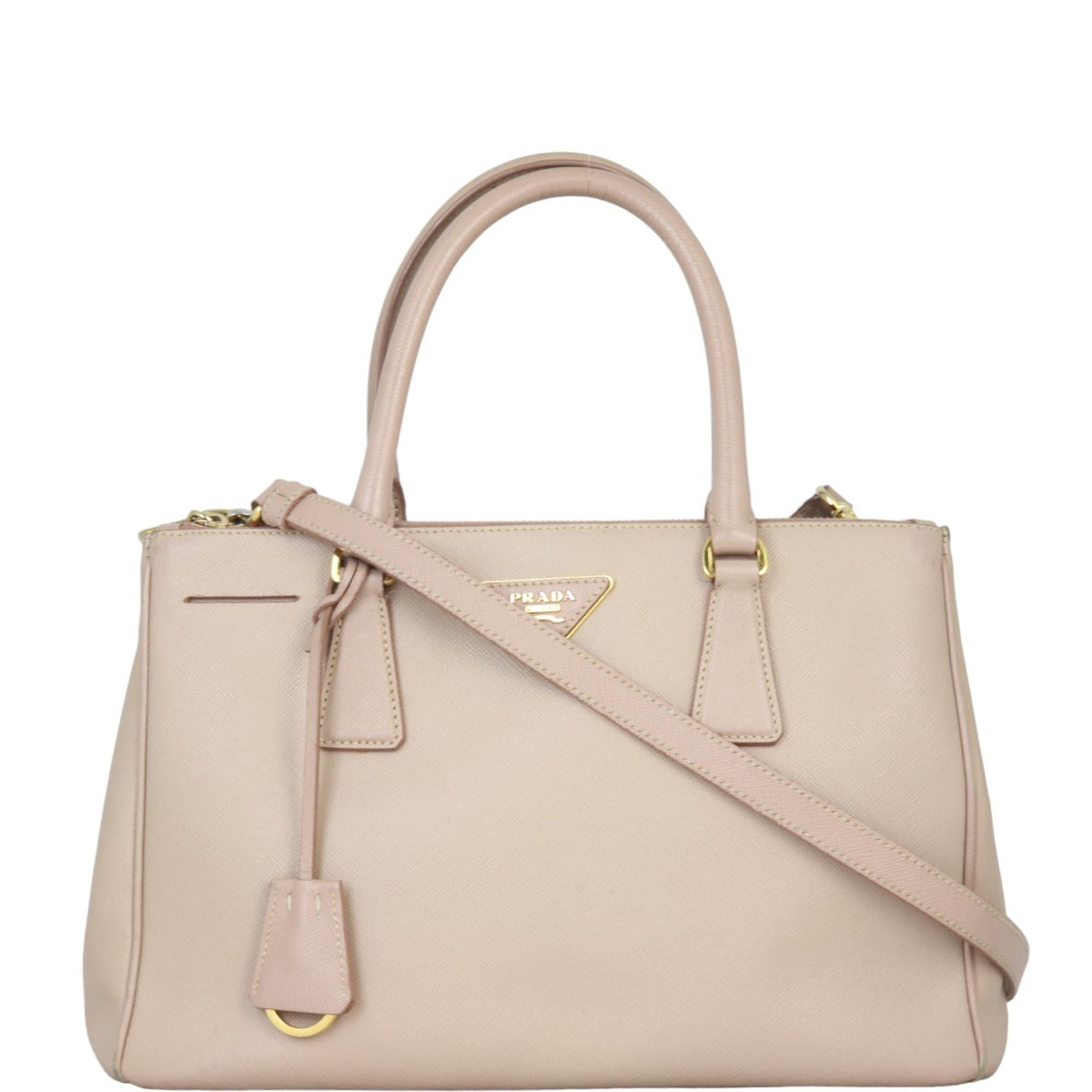 Prada Tote Bag Lux Galleria Double Tote 12 Saffiano Pink Small