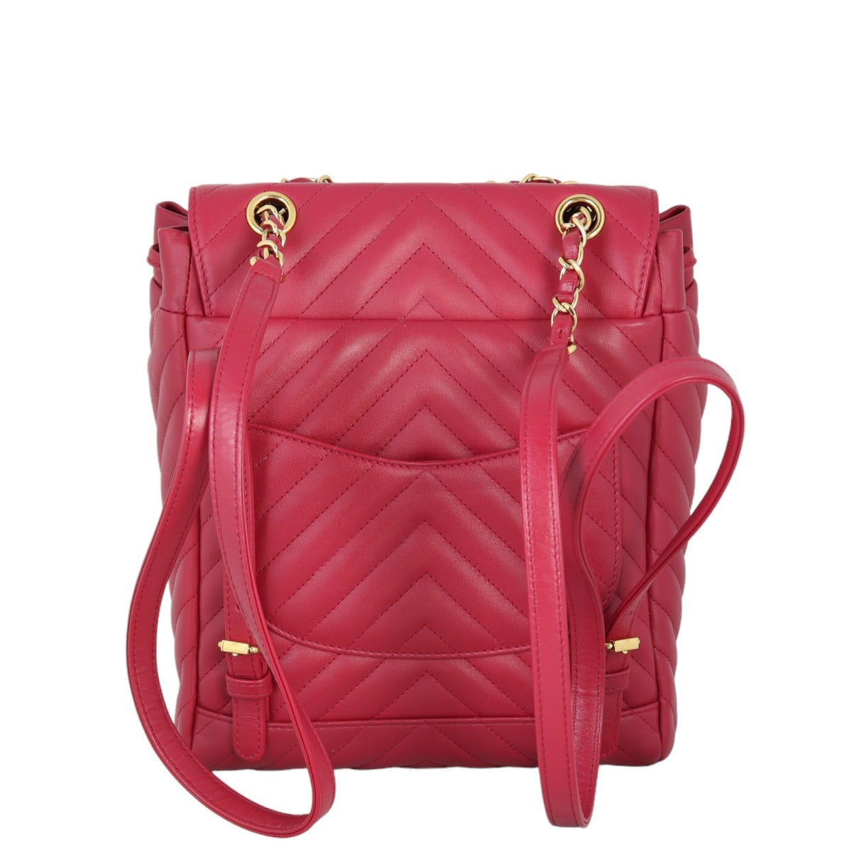 Chanel Urban Spirit Backpack Chevron Raspberry Red Small