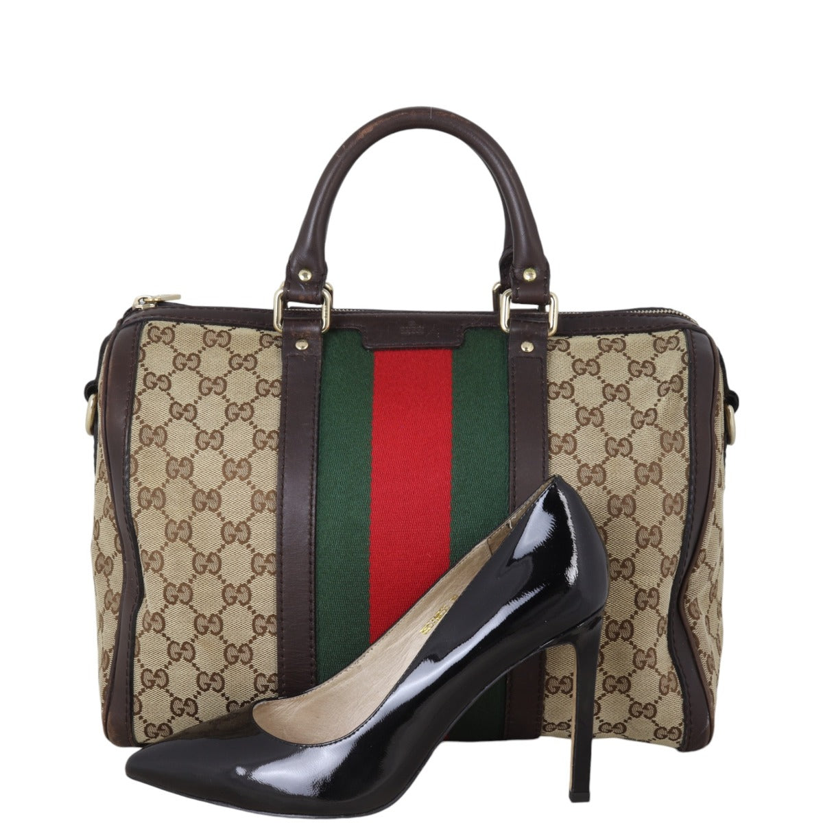Gucci Web Original GG Boston Bag Medium