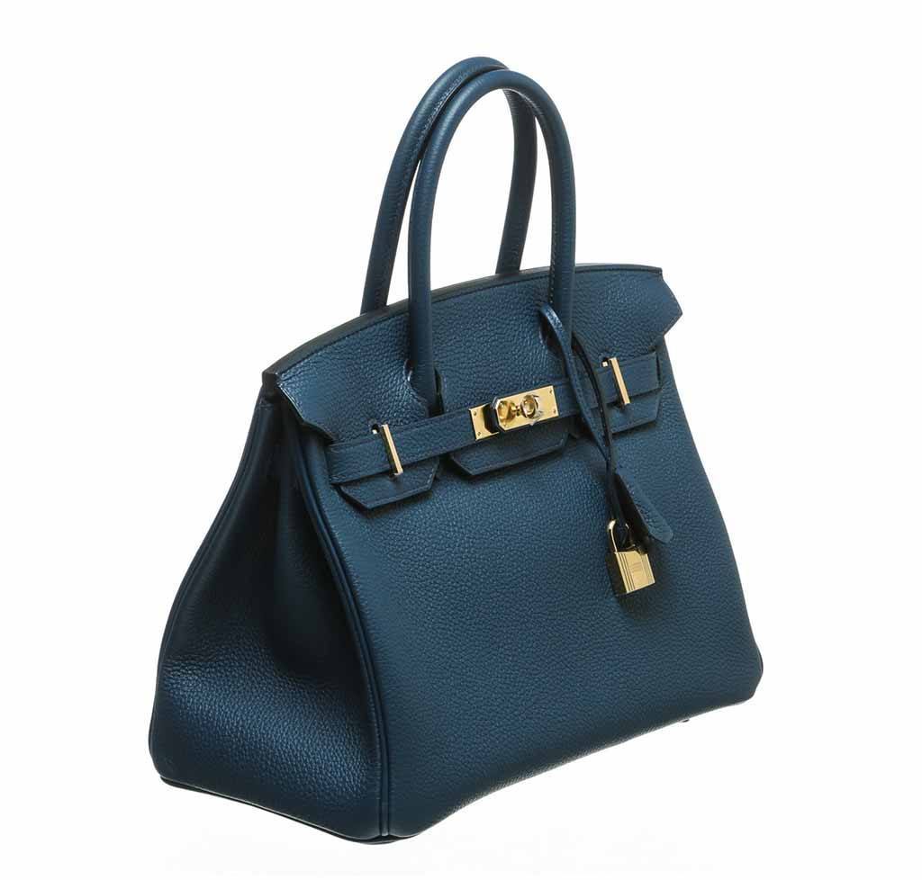 Hermes Birkin Bleu Prusse Togo Bag Travel Bag