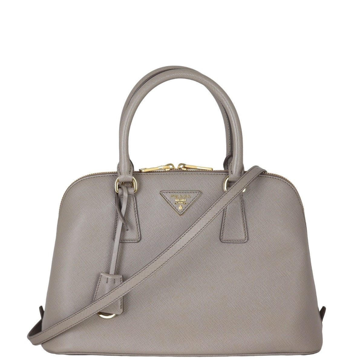 Prada Handbag Lux Promenade 2 Saffiano Gray Medium
