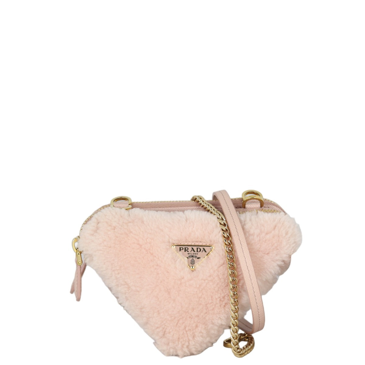 Prada Bag Triangle Shearling 2 Saffiano Pink Mini Mini Bag