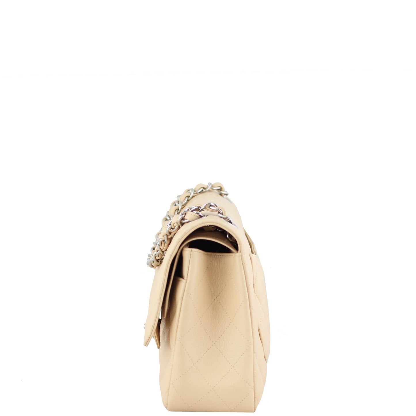 Chanel Classic Double Jumbo SHW 14 Series Handbag White Beige