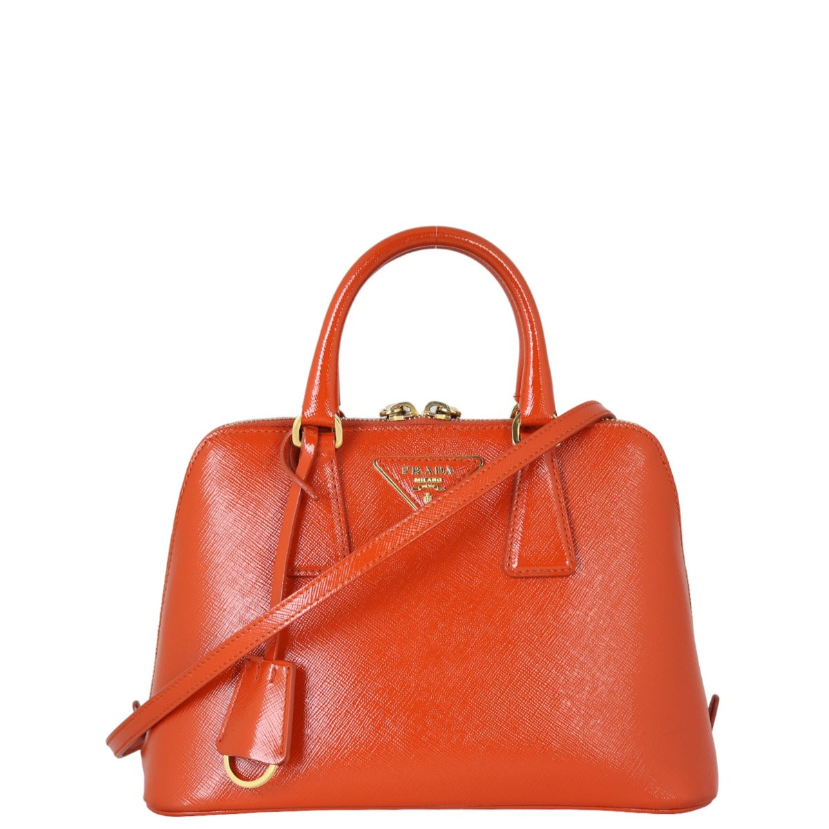 Prada Bag Vernice Lux Promenade Saffiano Orange Mini Mini Bag