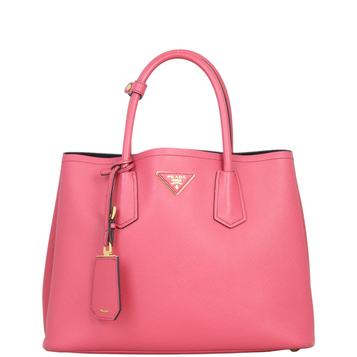 Prada Handbag Cuir Double Bag Saffiano Pink Medium