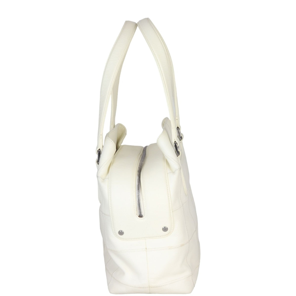 Chanel Square Stitch Tote Off White Logo Tote Bag