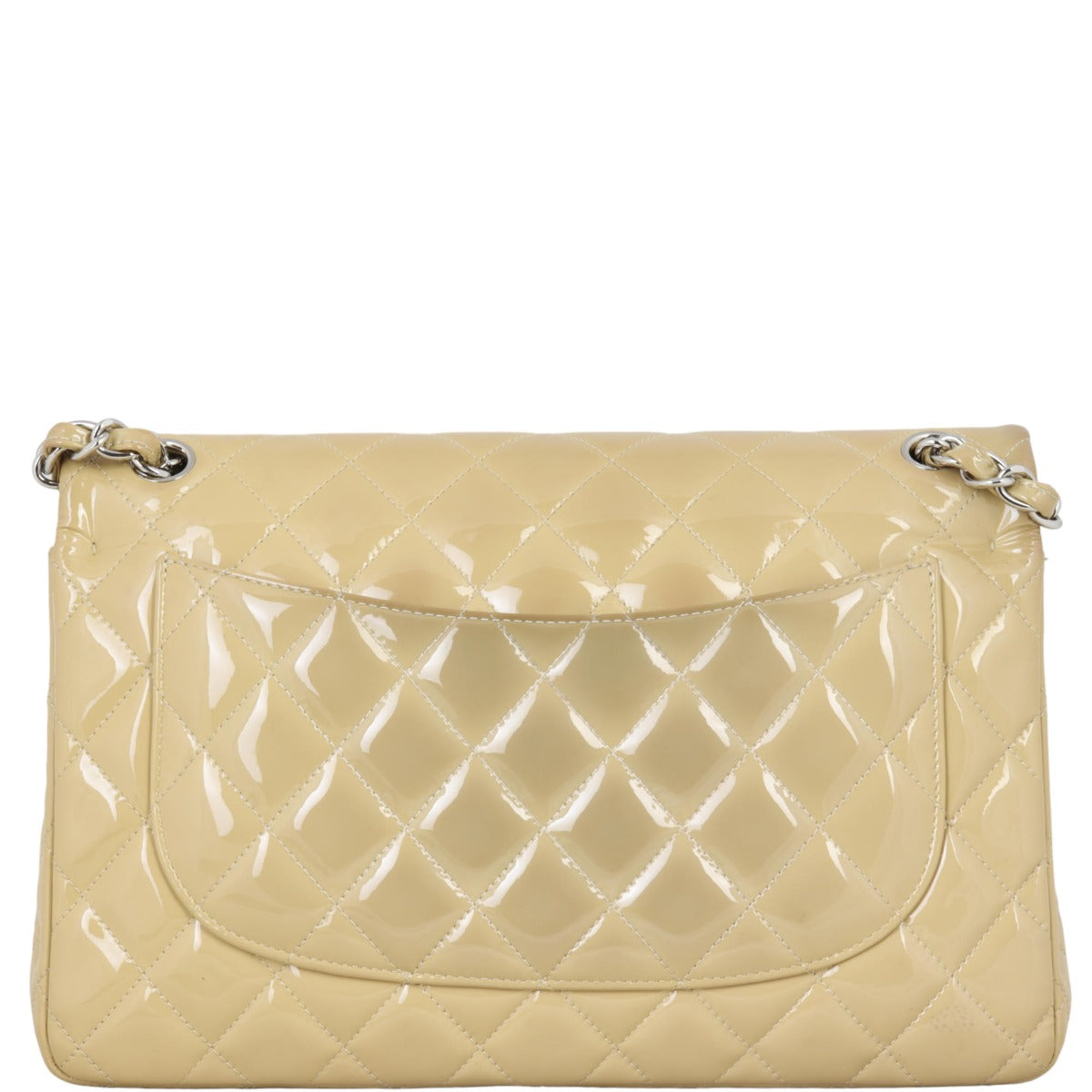Chanel Classic Double Jumbo Patent Handbag Brown Beige