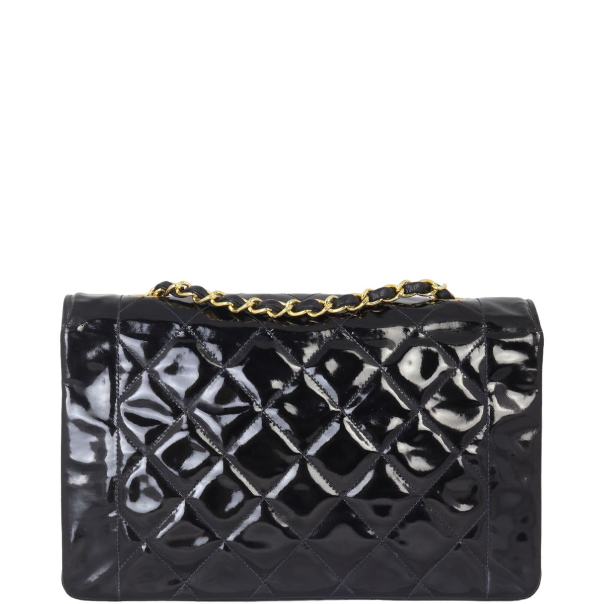 Chanel Diana Patent Bag Quilted Black Handbag