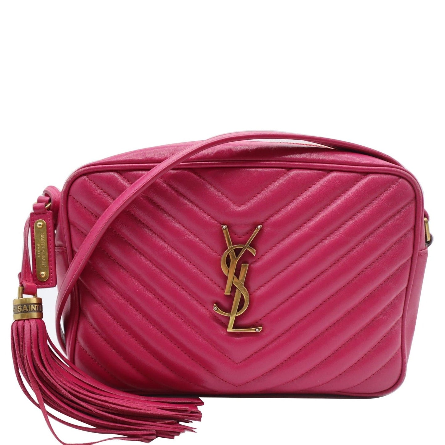 YSL Saint Laurent Yves Lou Camera Crossbody Bag Leather Pink