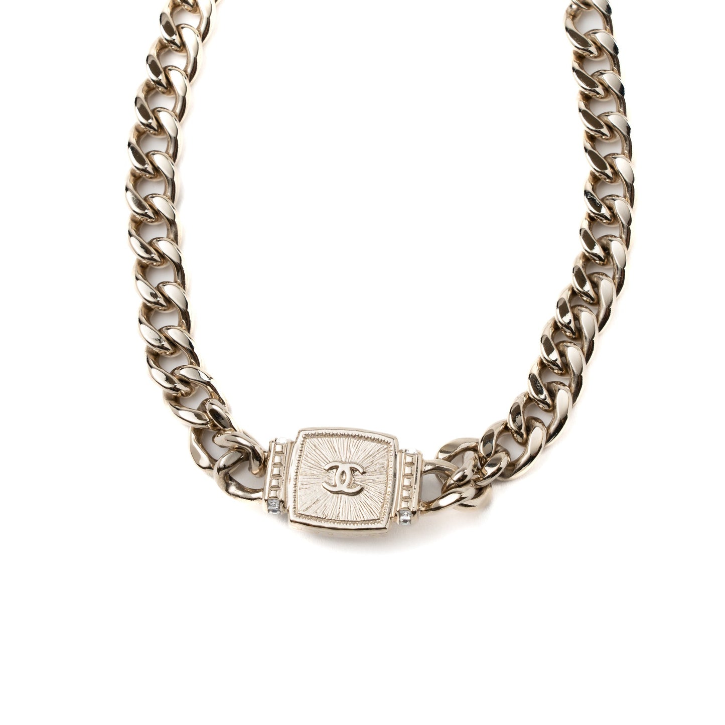 Chanel Square Stud Crystal CC Logo Choker Handbag