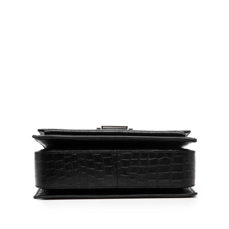 YSL Saint Laurent Belchasse Croco 2Way Bag Leather Embossed Travel Bag