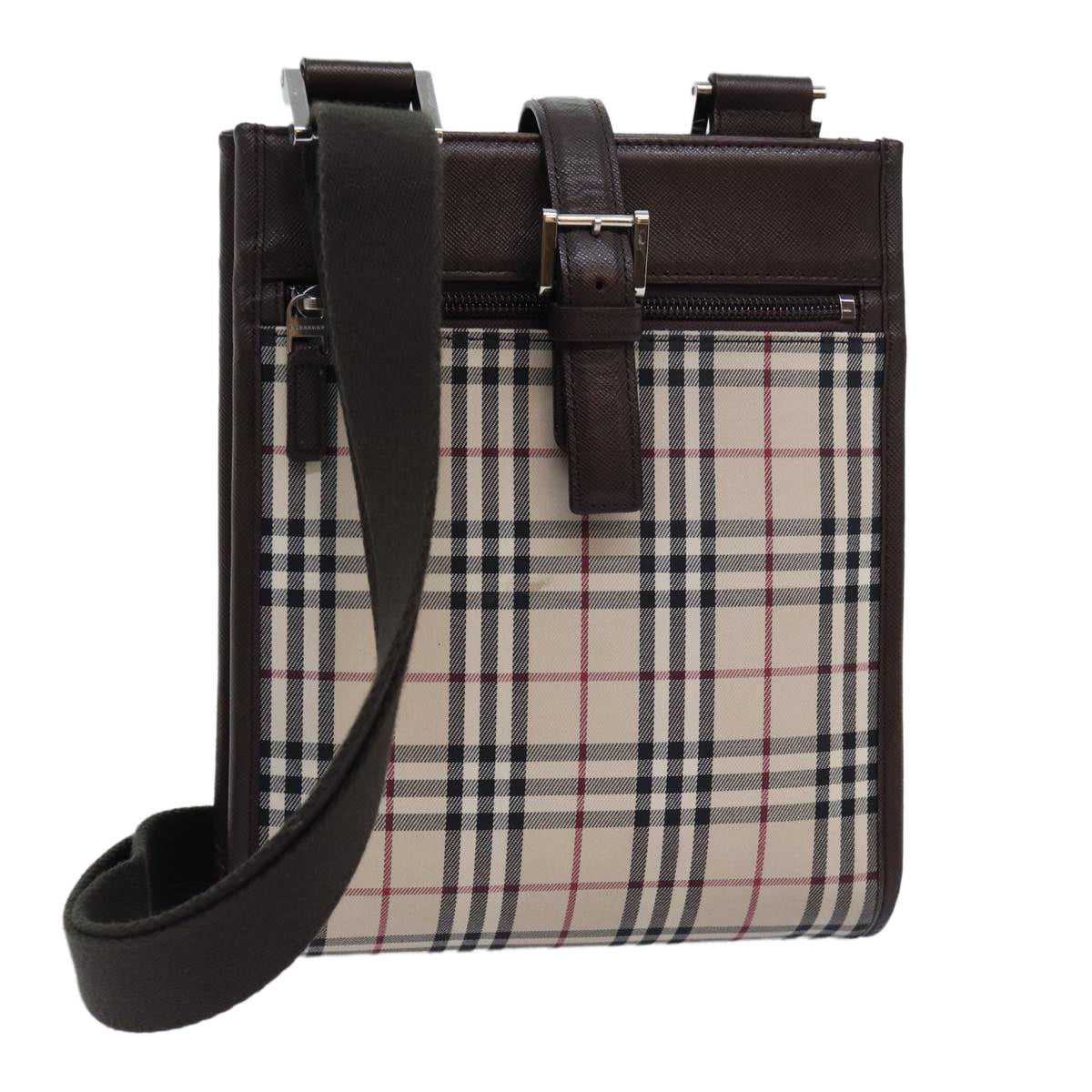 Burberry Luxury Nova Check Shoulder Bag Auth Ki4418 Canvas Brown Beige