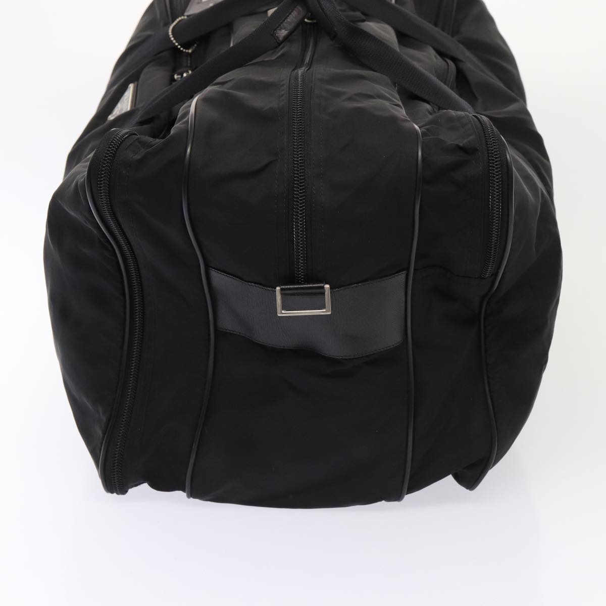 Prada Boston Bag 2Way Auth Nylon Black Silver Travel Bag