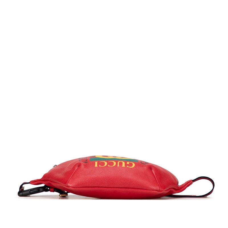 Gucci Print Shearling Line Waist Bag Leather Logo Travel Bag