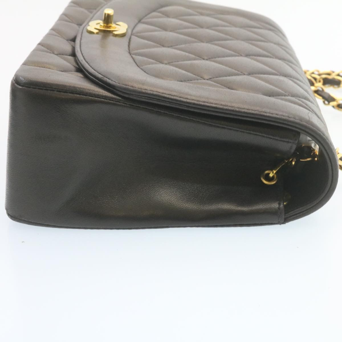 Chanel Chain Turn Lock Diana Matelasse Shoulder Bag Lamb Skin Black Auth knn