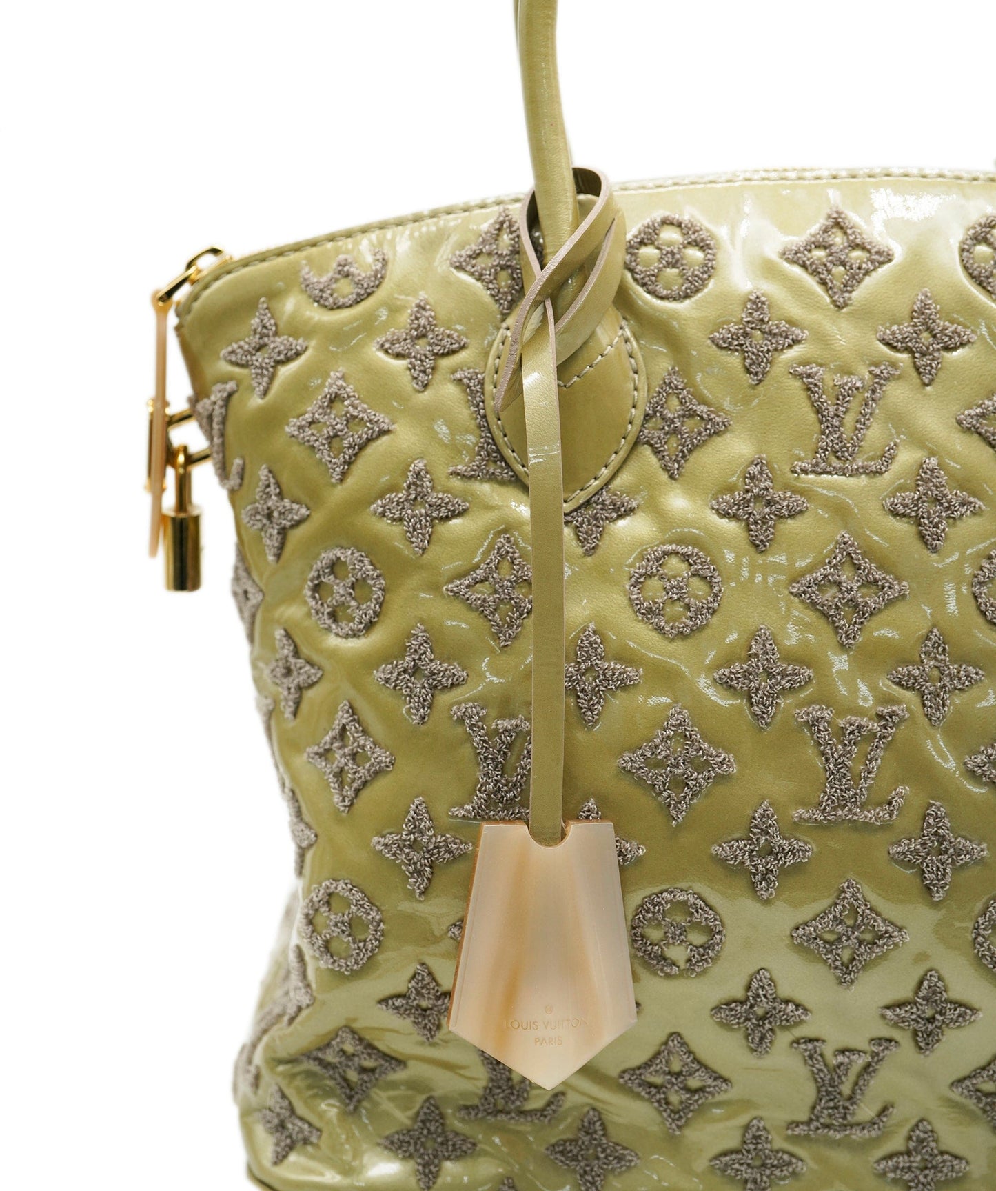 Louis Vuitton grey patent monnogrammed bag AVC1962