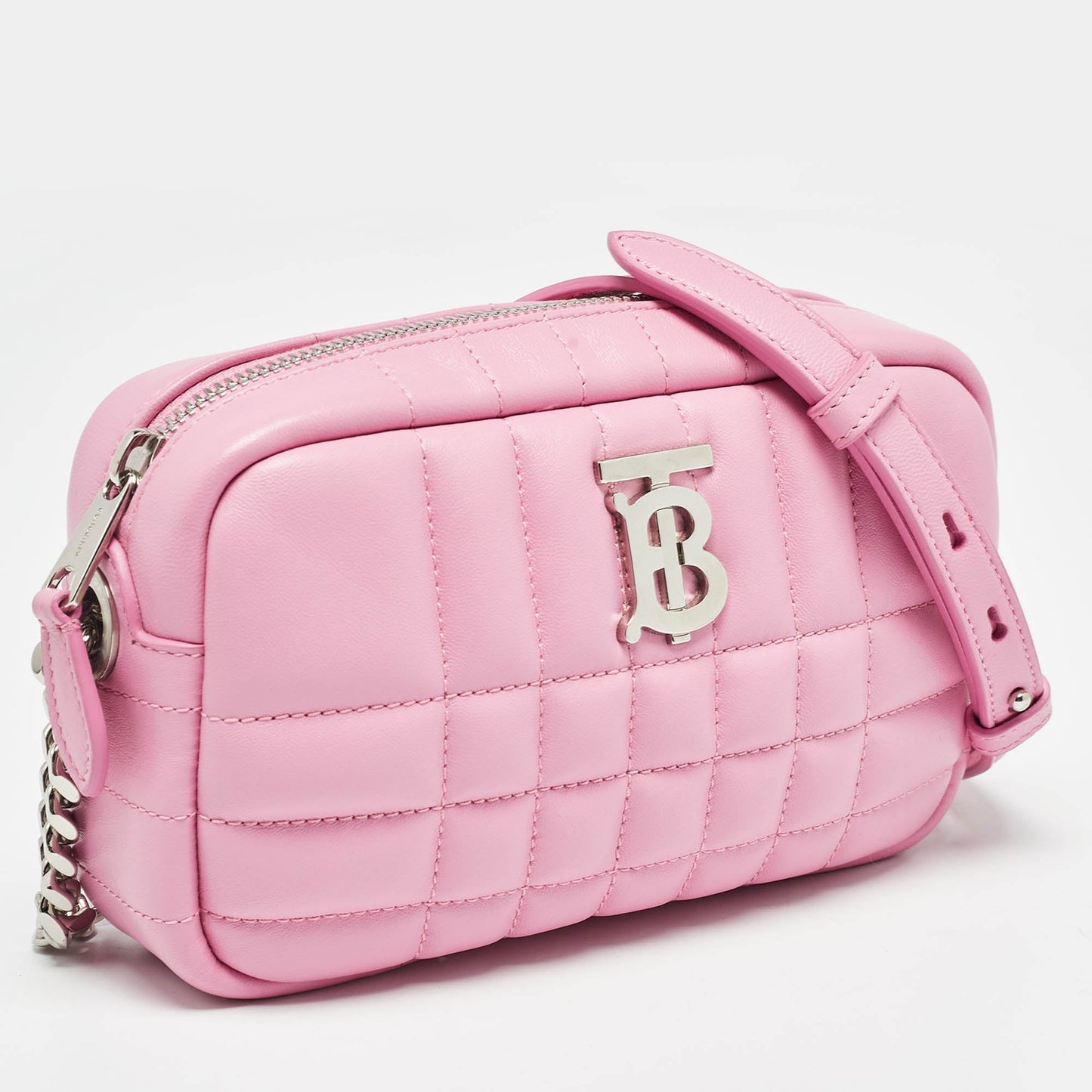 Burberry Luxury Lola Camera Bag Leather Quilted Pink Travel Bag