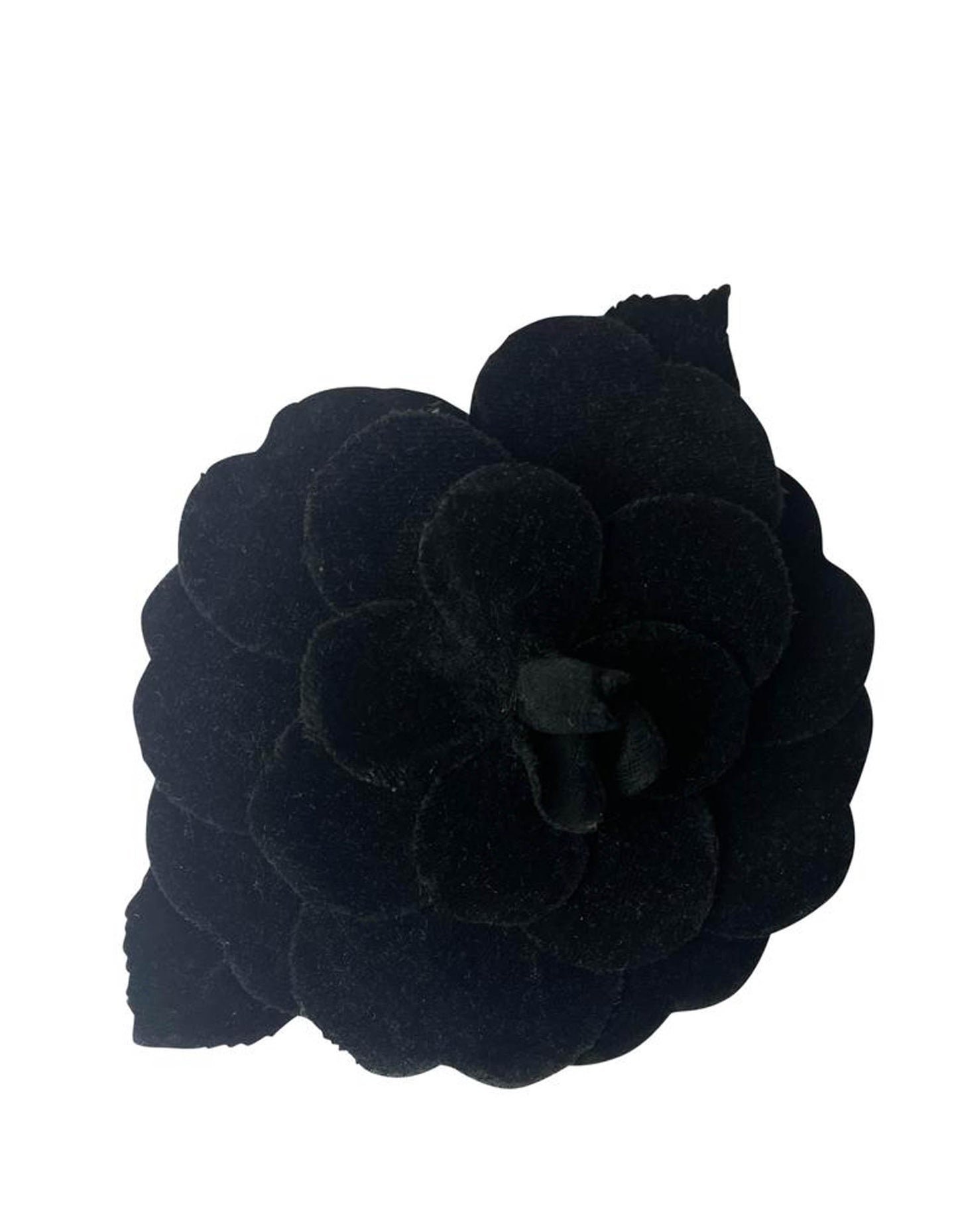 Chanel Black Velvet Xl Camellia Brooch