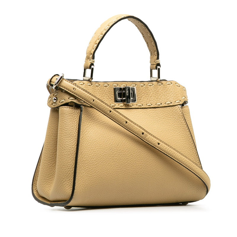 Fendi Peekaboo Selleria 2Way Bag Leather Mini Travel Bag
