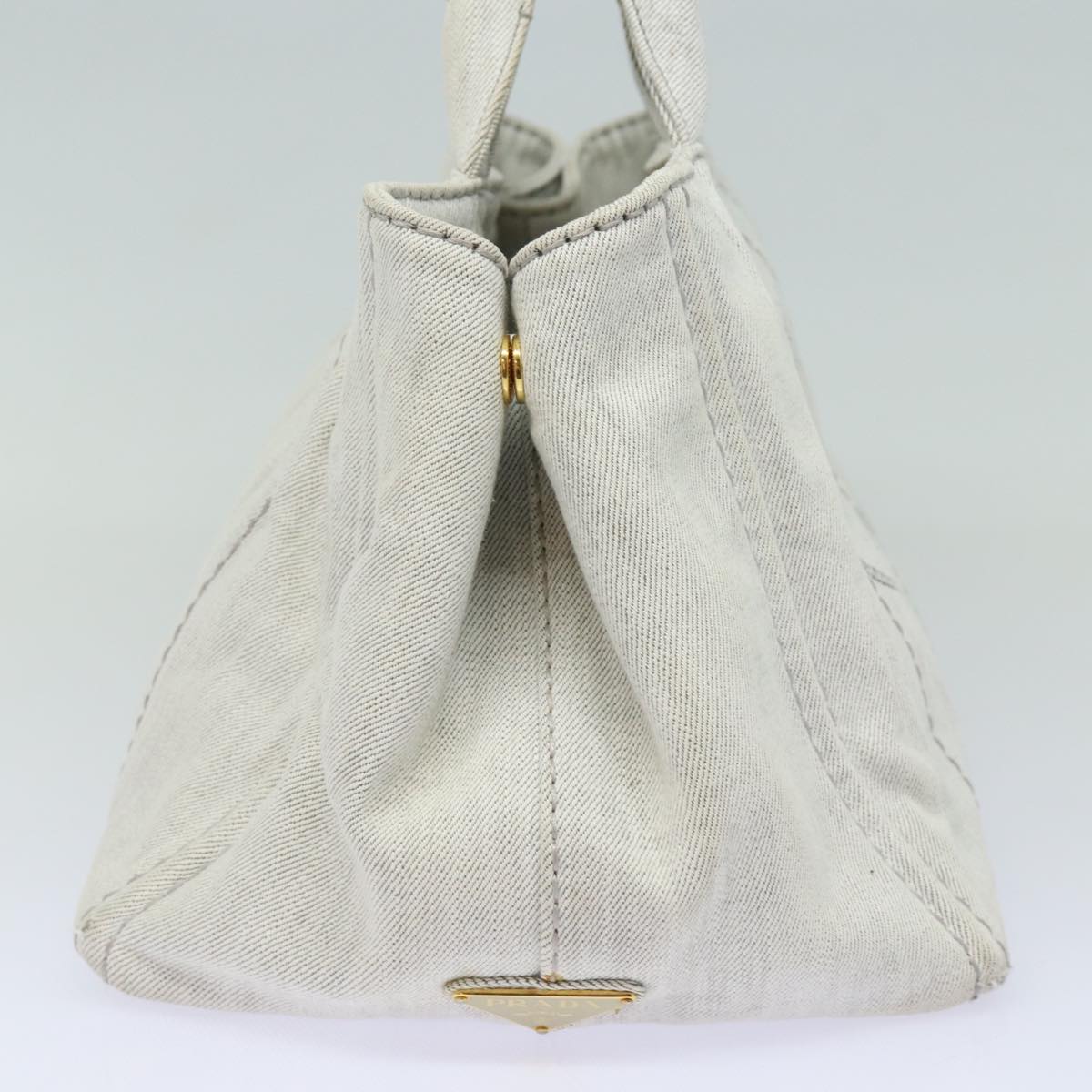 Prada Canapa Mm Hand Bag 2Way Auth Canvas Gray Travel Bag