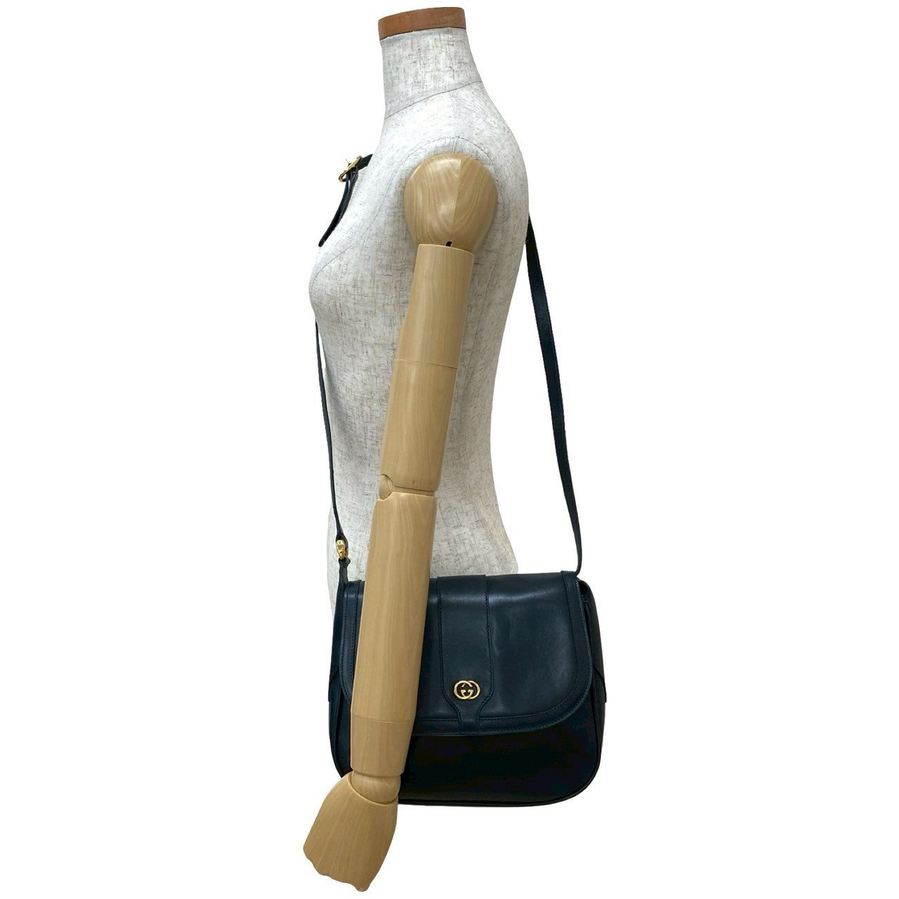 Gucci Old Calf Shoulder Bag Leather Logo