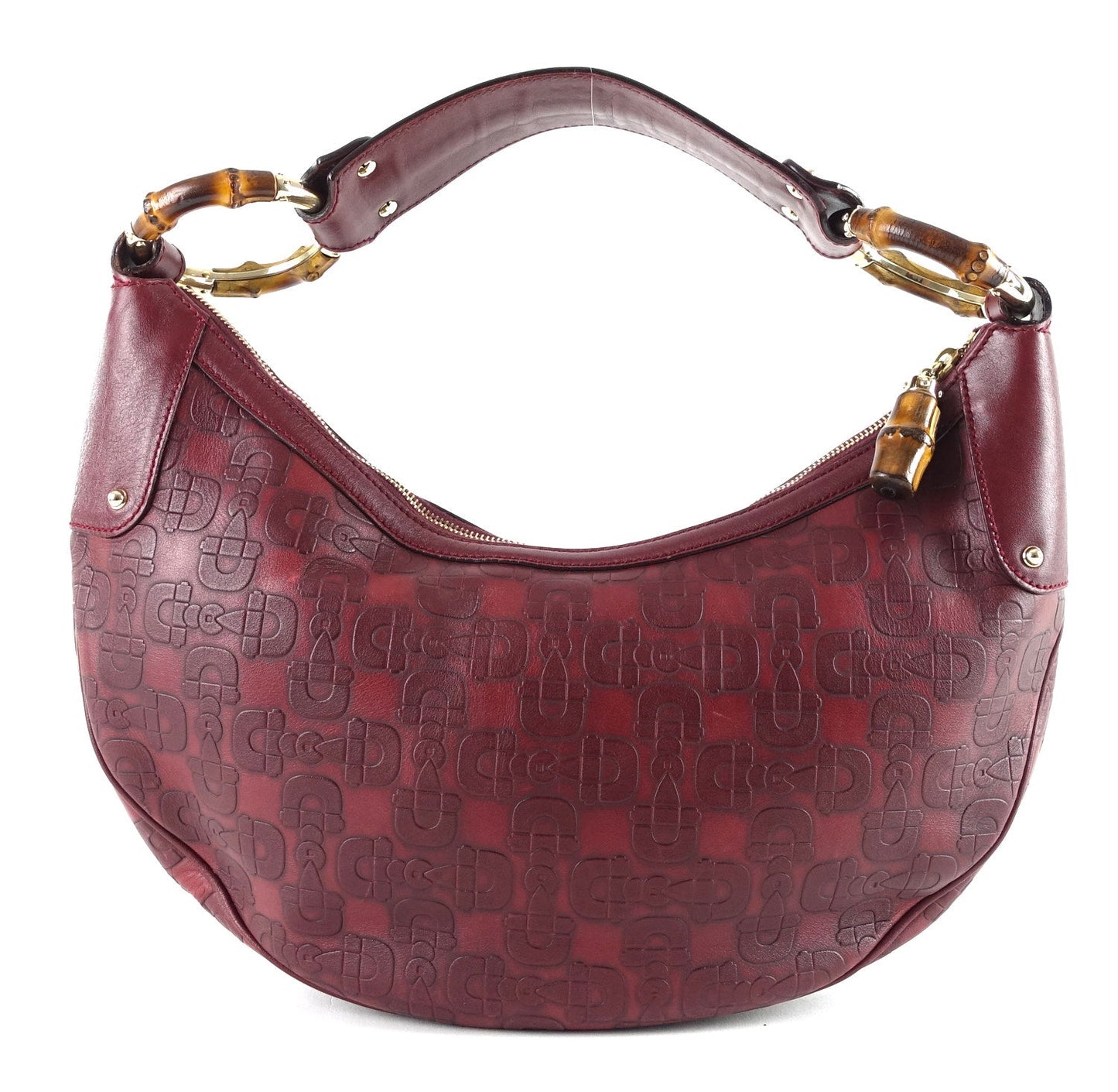 Gucci Embossed Bamboo Ring Hobo Bag Leather Jewelry