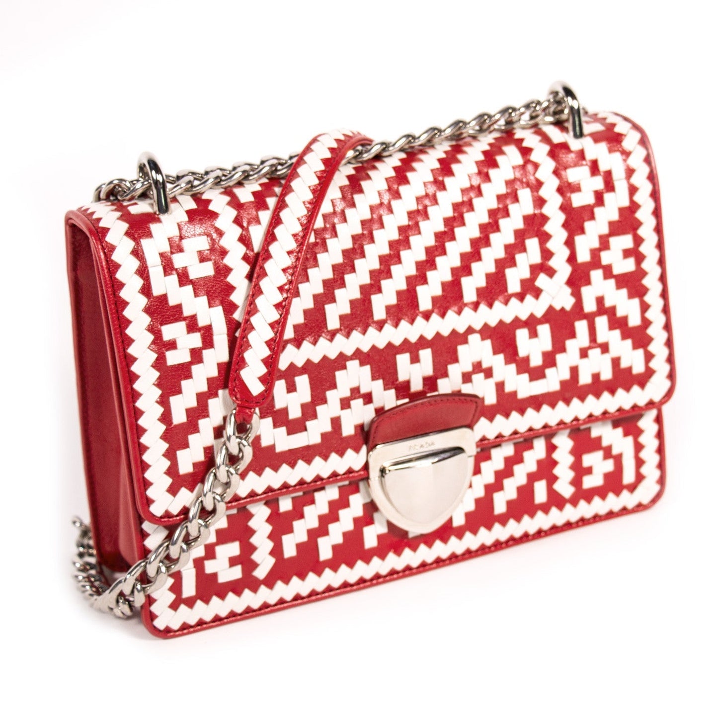 Prada Madras Pattern Shoulder Bag Woven