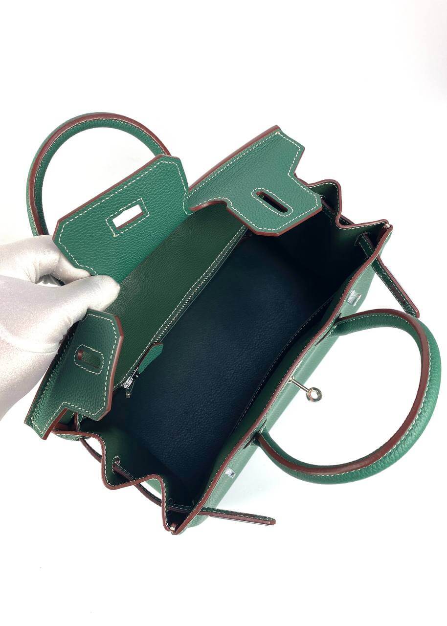 Hermes Luxury Birkin Biscuit Togo Palladium Hardware Handbag Leather Green Travel Bag