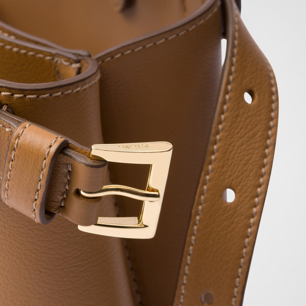 Prada Buckle Handbag With Double Belt Leather Small Pr 2511 0532