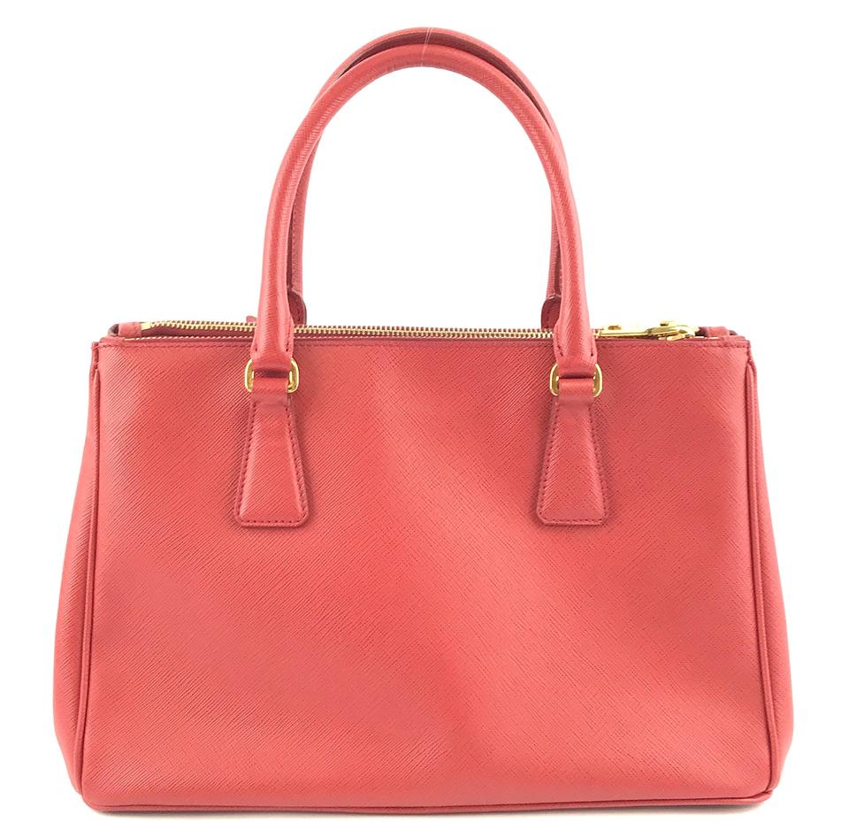 Prada Open Tote Lux Shoulder Bag Leather Saffiano Red