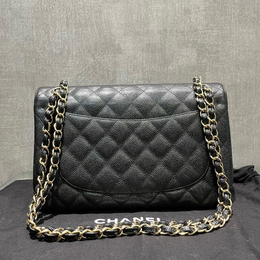 Chanel Classic Flap Jumbo Caviar Black Bag