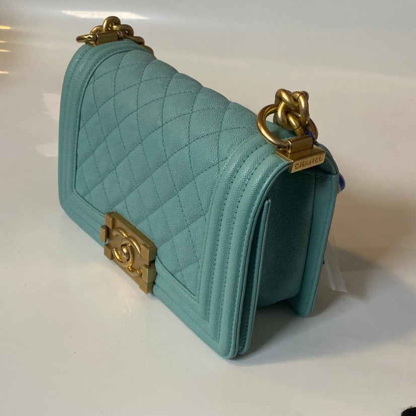 Chanel Leboy Bag Turquoise Leather Crossbody